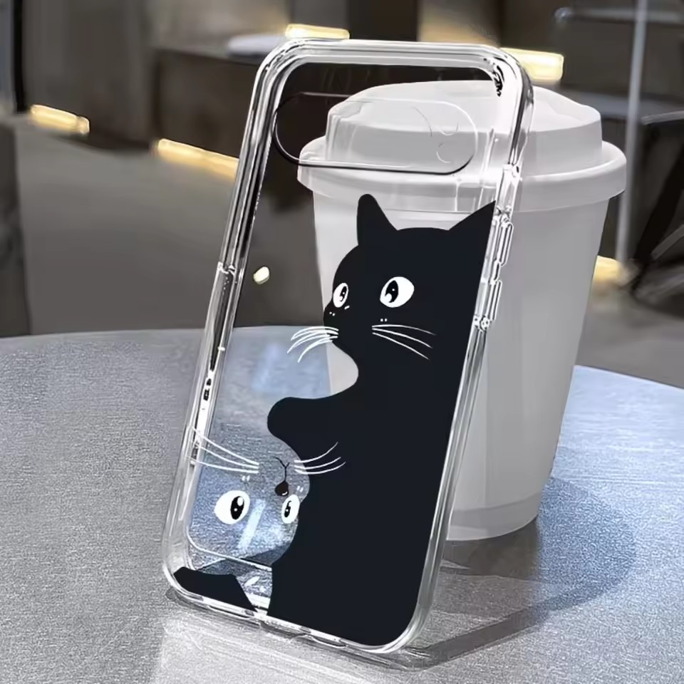 Google Pixel 9 - Custodia Morbida Trasparente con Motivo Gatto